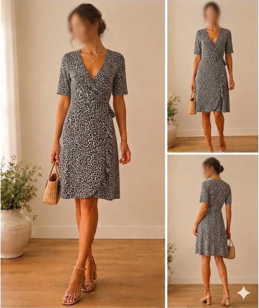 Magnifique Robe Portefeuille Stradivarius - Léopard N&B - Taille M